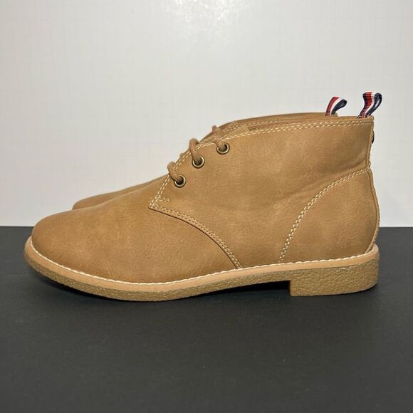 Womens TOMMY HILFIGER Tan Faux Leather Lace Up Ankle Boots / Size 6 Medium - Picture 3 of 9